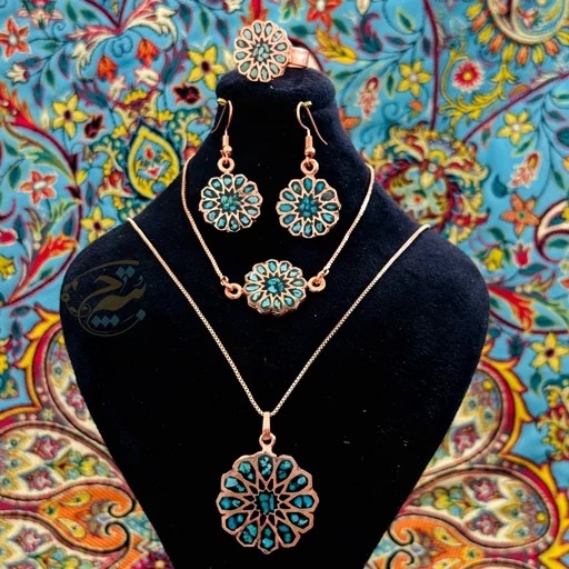 ست زیورآلات مسی فیروزه کوبی مدل 5