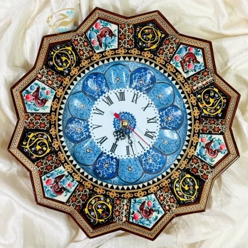 ساعت خاتم کاری گل و بلبل 38 سانتی