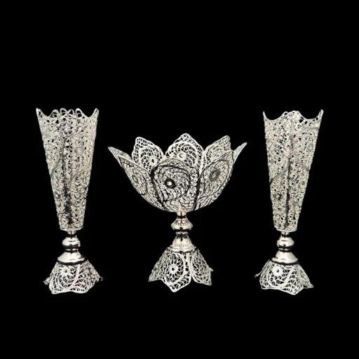 ظروف ملیله کاری کاسه شماره 1 و گلدان تنه خمری