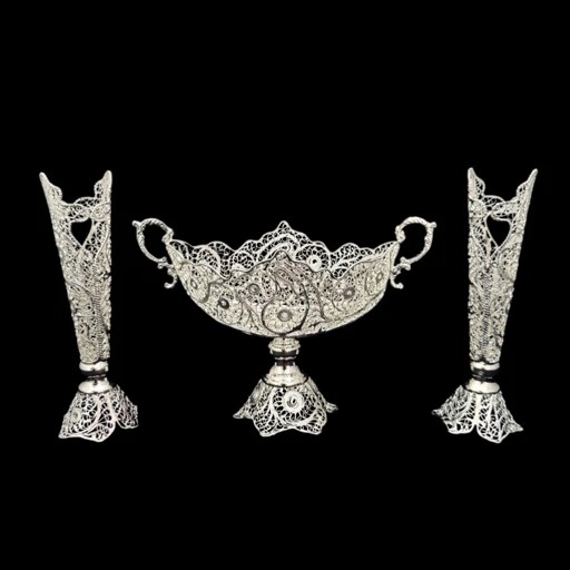 ظروف ملیله کاری کشکول شماره 1 و گلدان قلمی 20