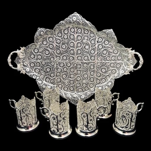 ظروف ملیله کاری ست پذیرایی چای خوری 11