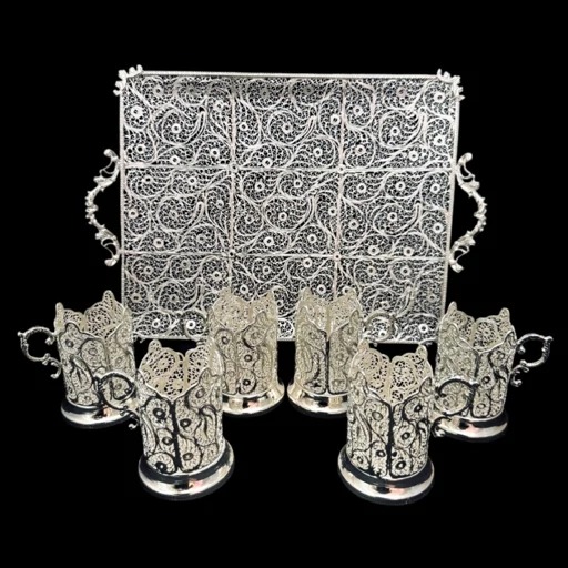 ظروف ملیله کاری ست پذیرایی چای خوری 10