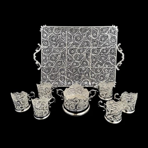 ظروف ملیله کاری ست پذیرایی چای خوری