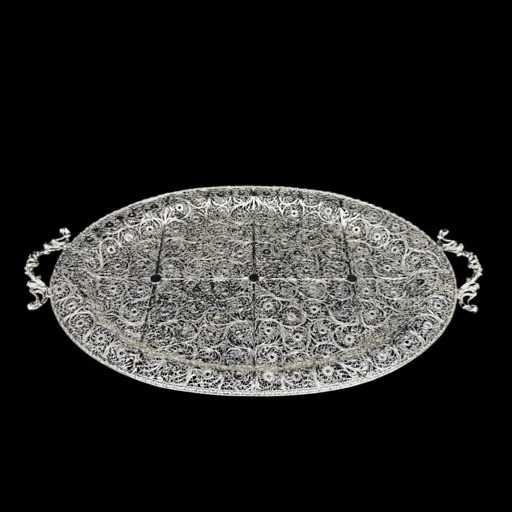 ظروف ملیله کاری سینی بیضی بزرگ