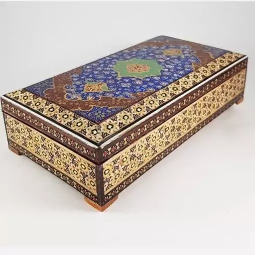 جعبه خاتم کاری مدل تذهیب خاتم استخونی