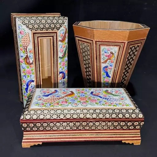 ست خاتم کاری جعبه دستمال کاغذی