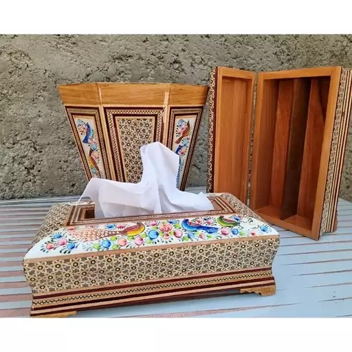 ست سه تیکه خاتم کاری جعبه دستمال