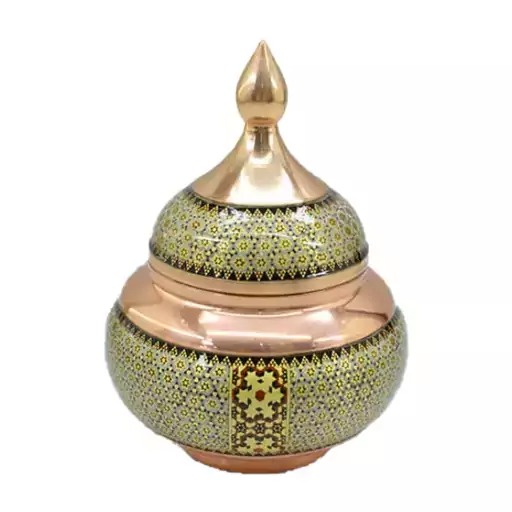 قندان مس و خاتم کاری شالدار 18 سانت