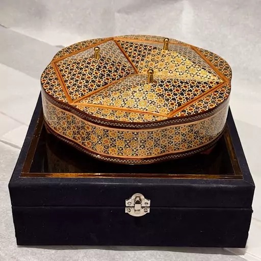 شکلات خوری خاتم کاری به همراه جعبه مخمل