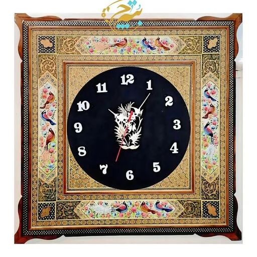 ساعت خاتم کاری چهارگوش صلیب با صفحه جیر مشکی