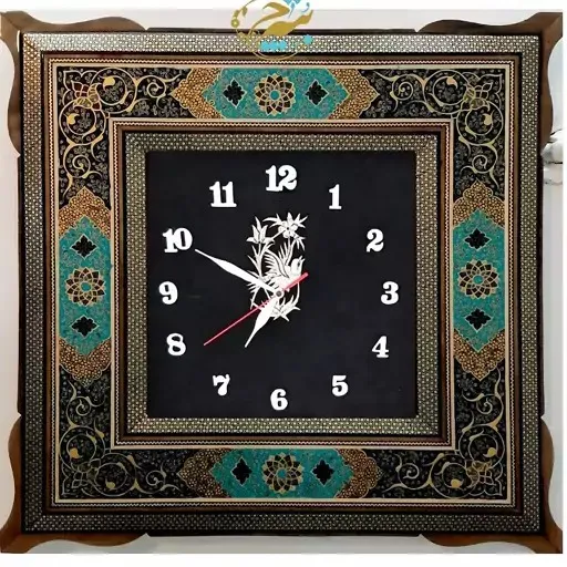 ساعت خاتم کاری تذهیب چهارگوش دوشصتی