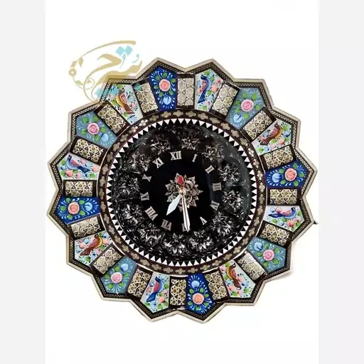 ساعت الماس تراش با قاب خاتم کاری