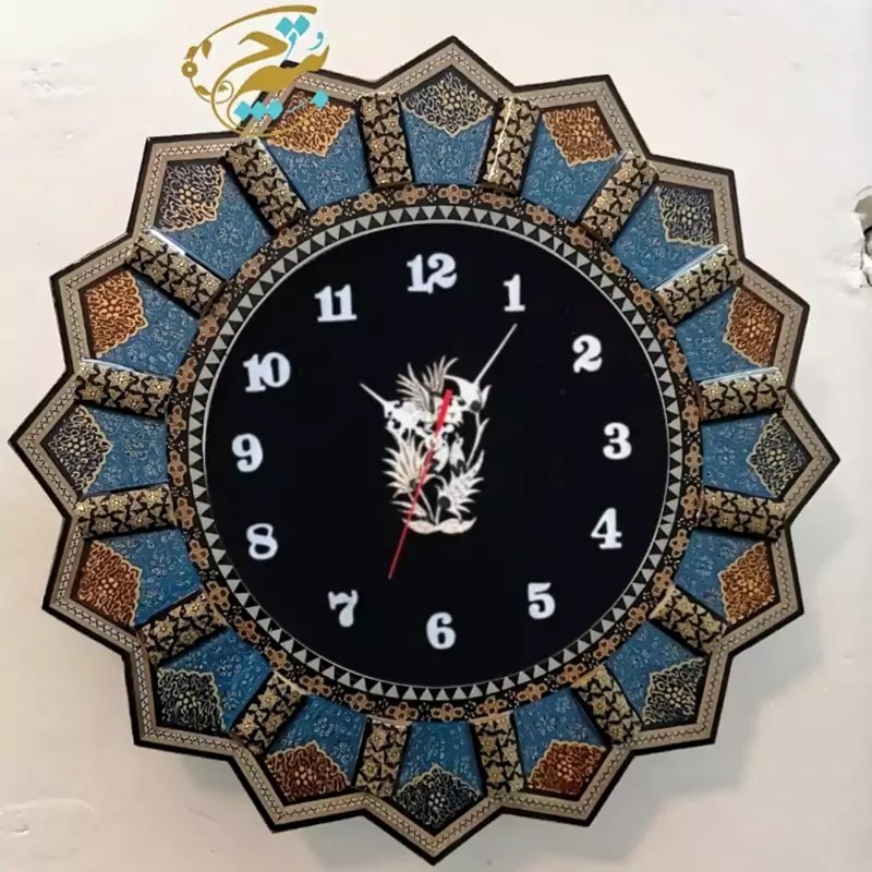ساعت خورشیدی خاتم کاری گل ومرغ