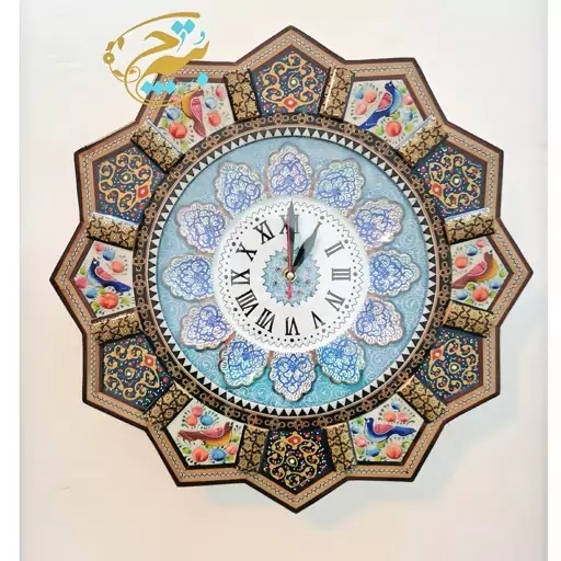 ساعت خورشیدی خاتم کاری گل و مرغ