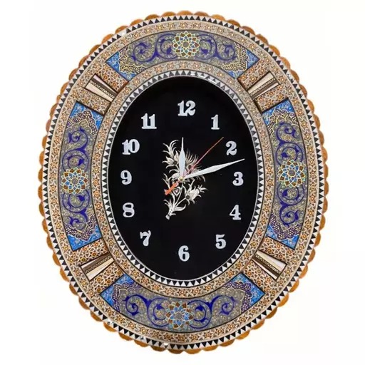 ساعت دیواری بیضی خاتم کاری تذهیب