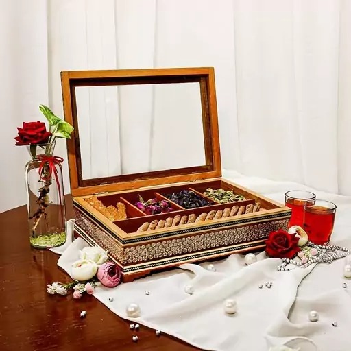 جعبه دمنوش ( تی باکس،جعبه تی بگ ) خاتم کاری