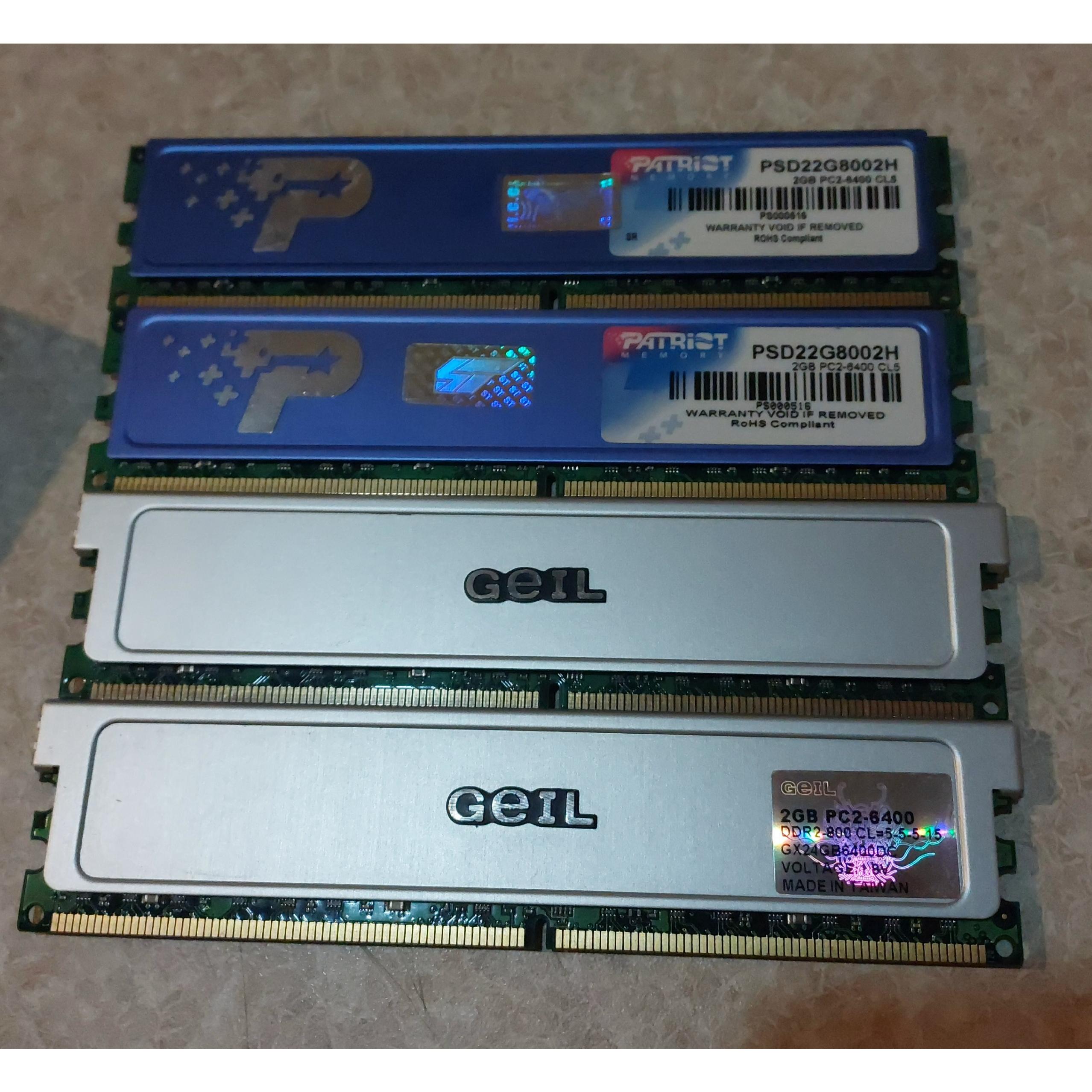 8 گیگ رم ddr2 جفت پاتریوت و گیل هیت سینکدار