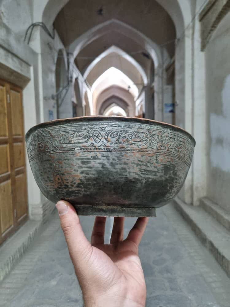 کاسه مسی کعب دار قاجاری