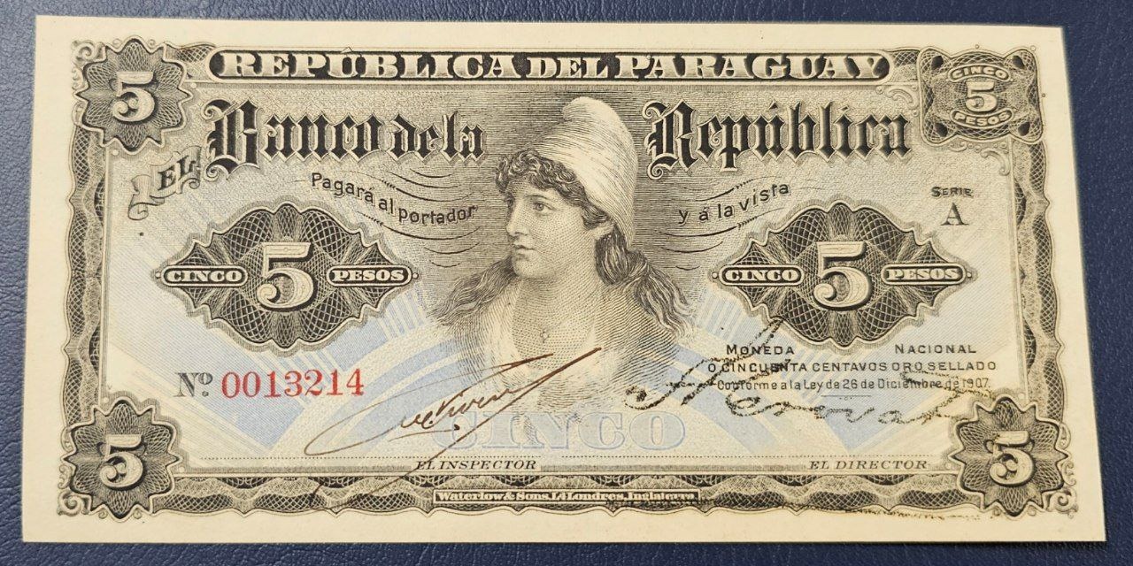 5 پزو پاراگوئه 1907 کلاسیک سوپربانکی