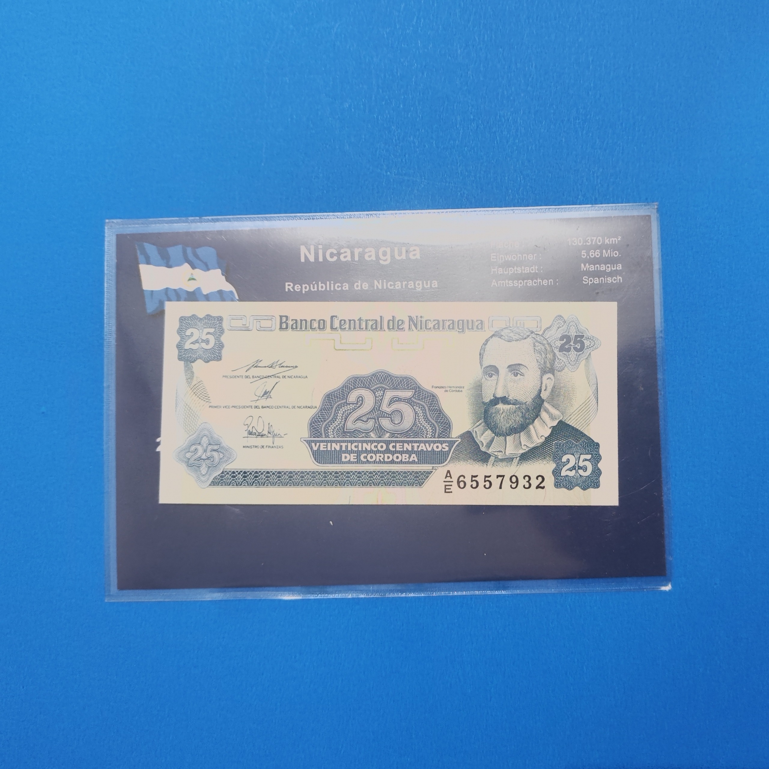 فولدر یادبودی اسکناس 25 سنتاوو نیکاراگوئه