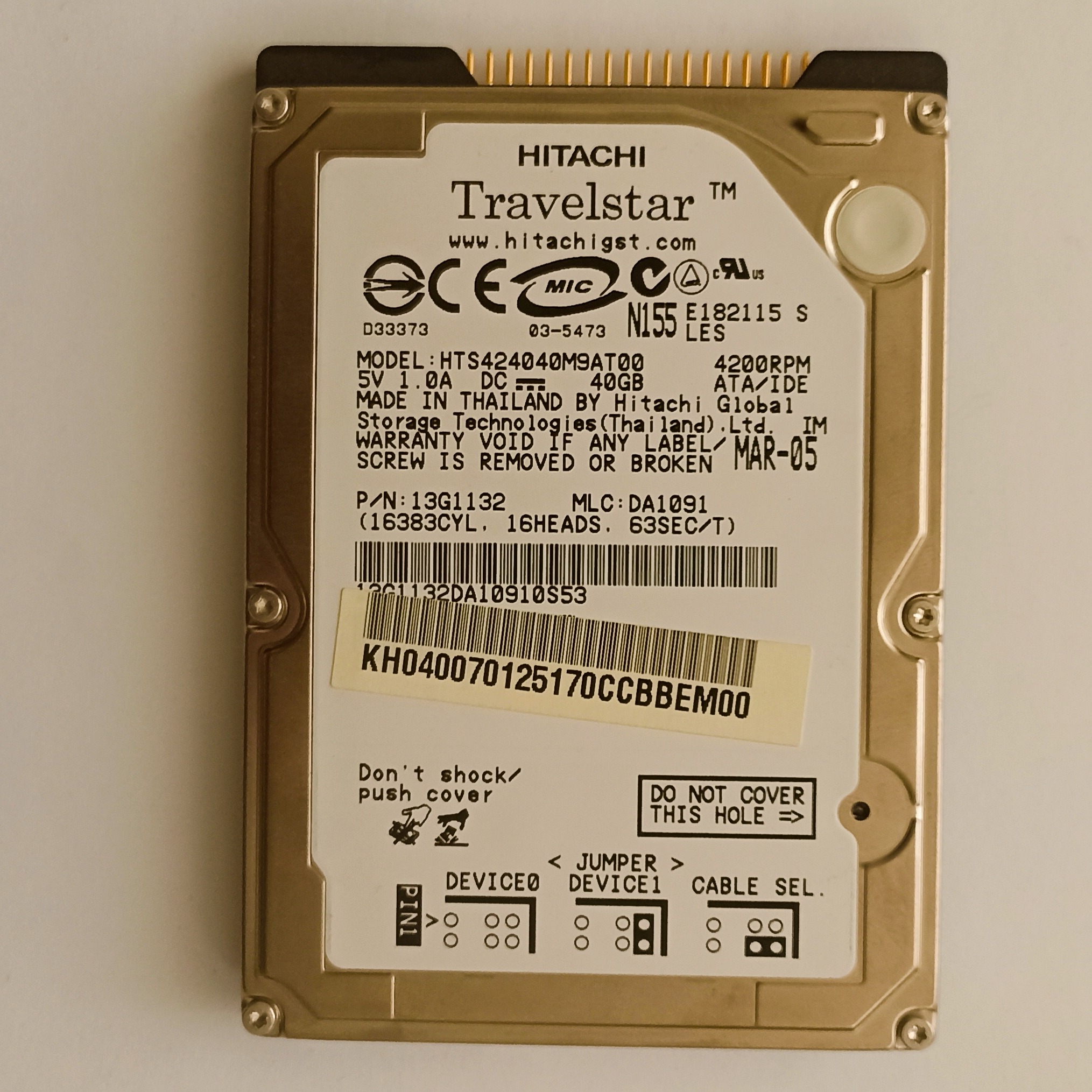 هارد لپ تاپ 44 پین Hitachi 40gb