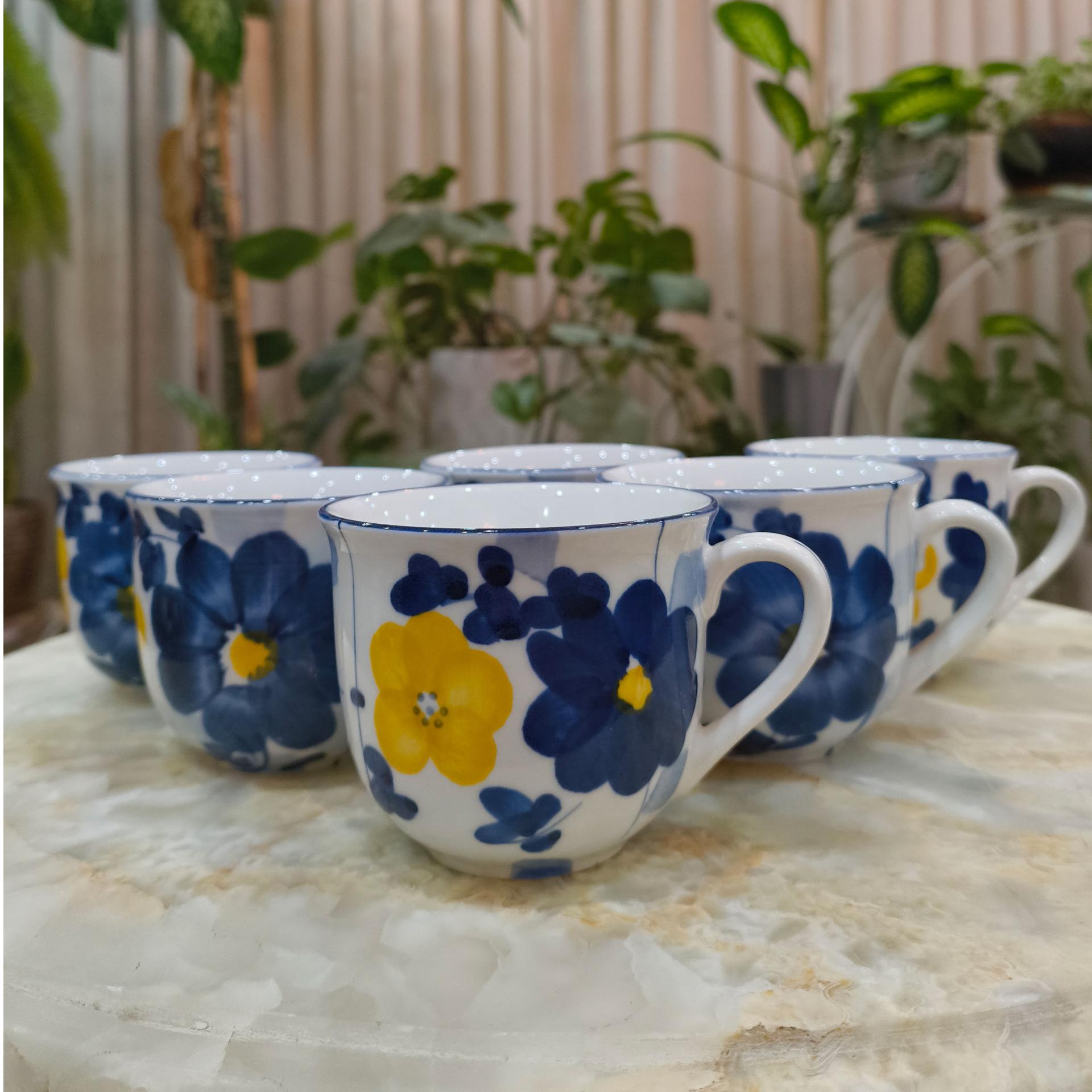 فنجان نعلبکی قهوه خوری گل پنبه ای 12 پارچه