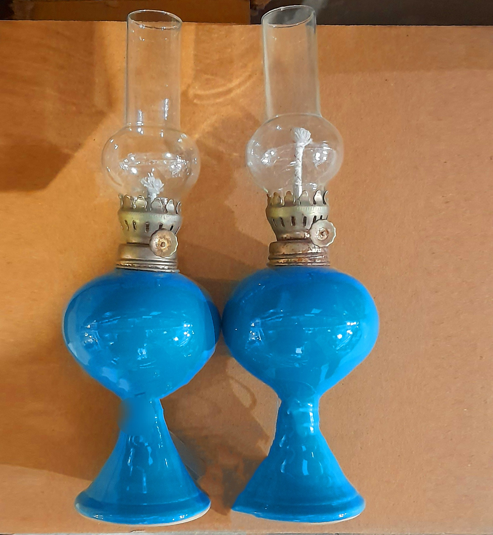 چراغ گردسوزطرح انتیک لعابی جفت