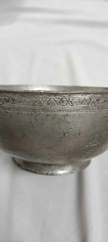 کاسه مسی دو رو قلع نقش دار