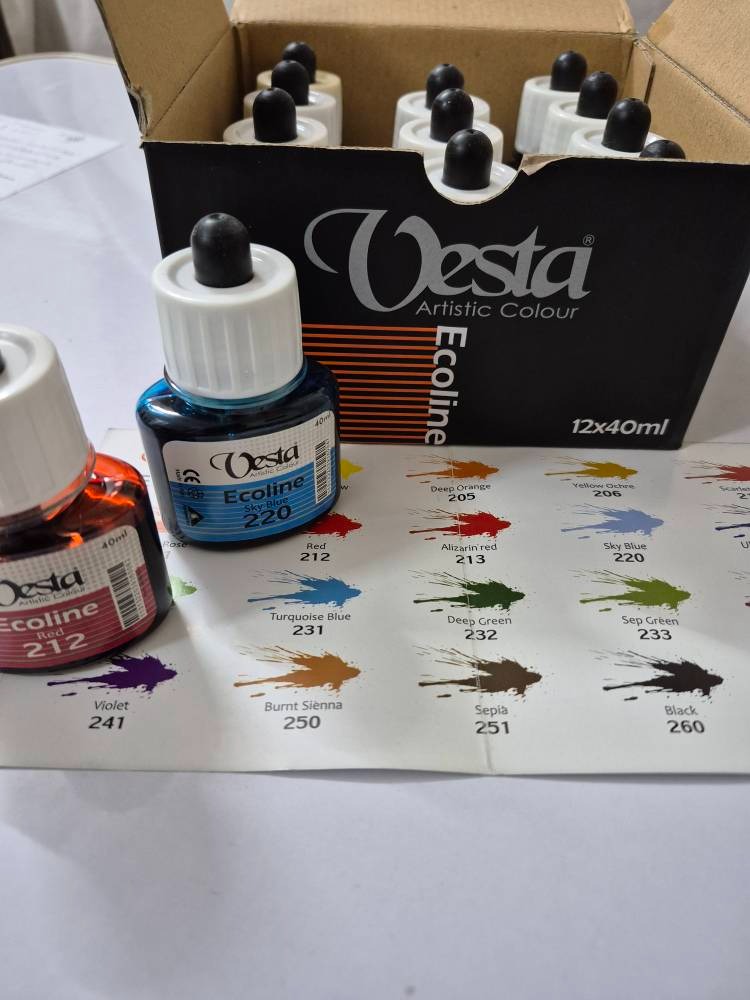 رنگ اکولین برند وستا 12 رنگ با حجم 40 ml