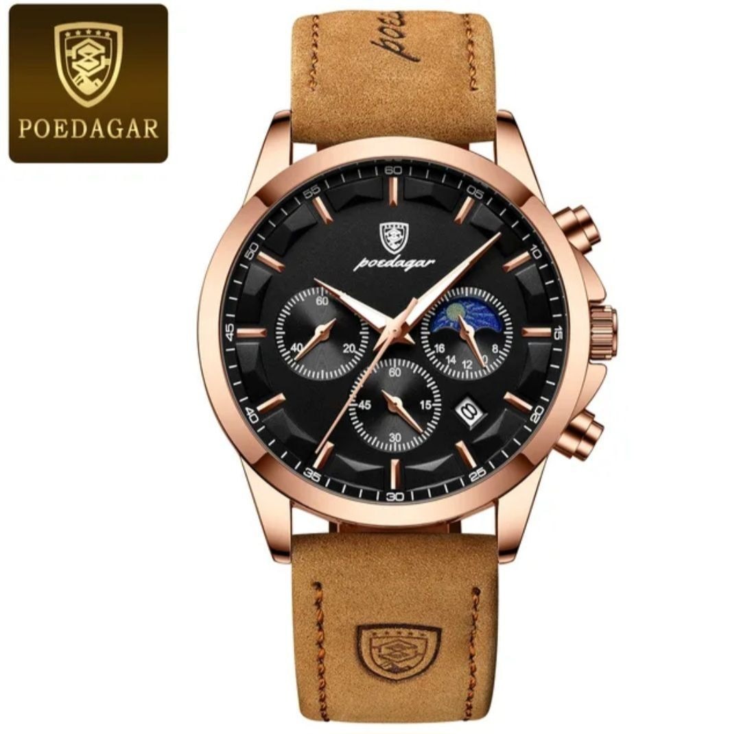ساعت لاکچری برند POEDAGAR مدل 928 مشکی دور مسی