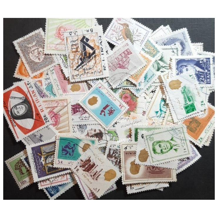 100 عدد تمبر باطله جمهوری و پهلوی