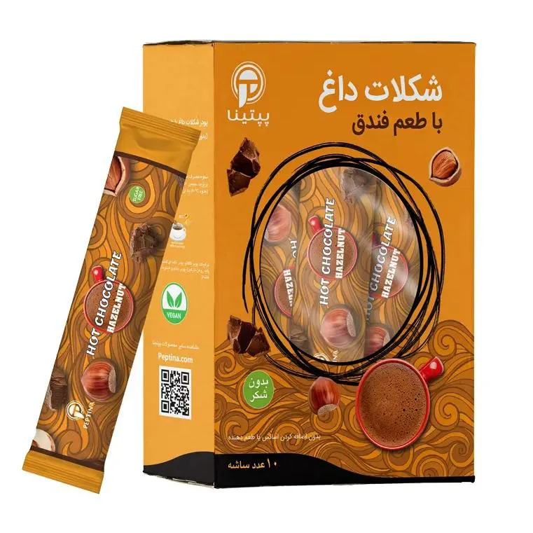 شکلات داغ با پودر شیر فندق بسته 10 عددی