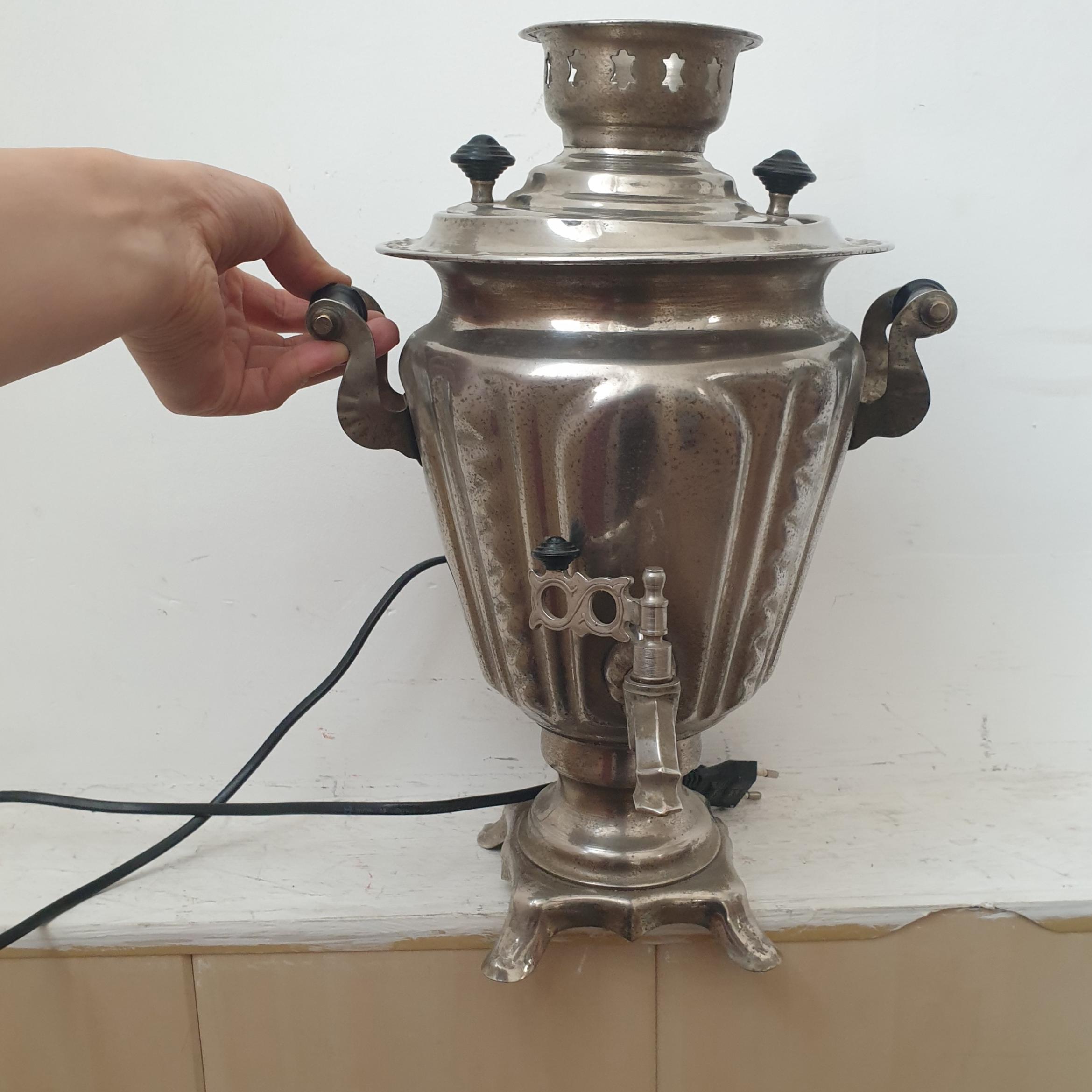سماور برقی روسی برنجی قدیمی مهردار آنتیک