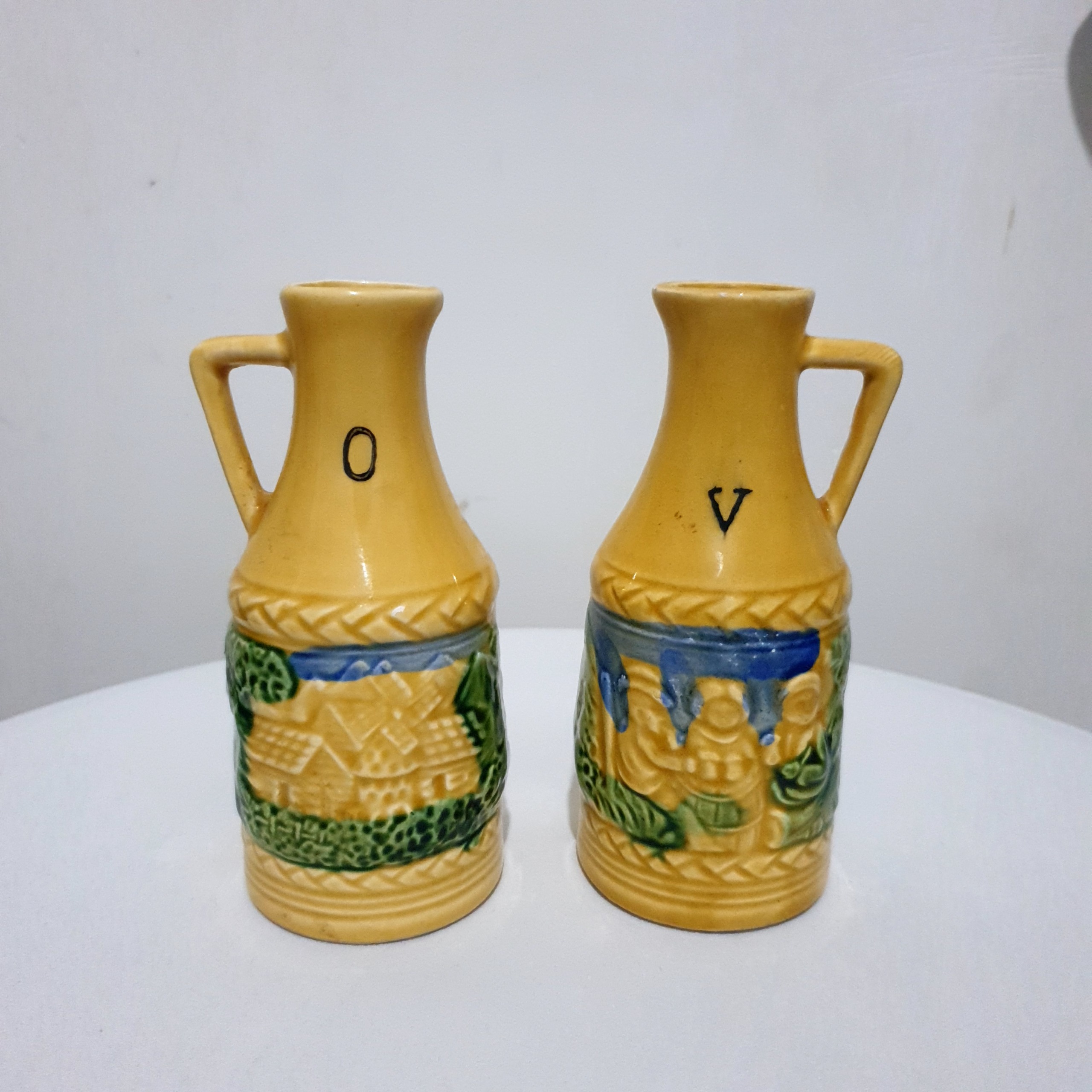 جفت کوزه یا پارچ سفالی قدیمی ژاپنی سایز کوچک