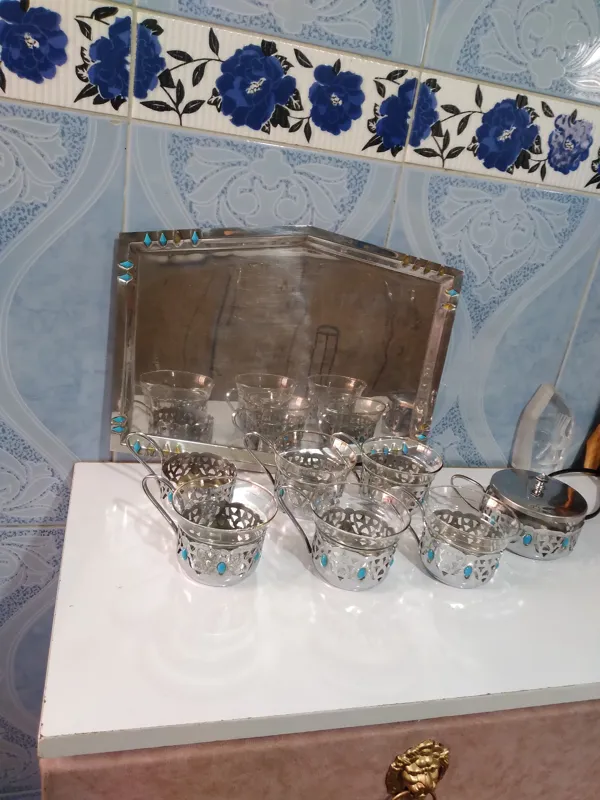 ست سینی استکان وقندان طبق عکس ،ست چایخوری  کد44