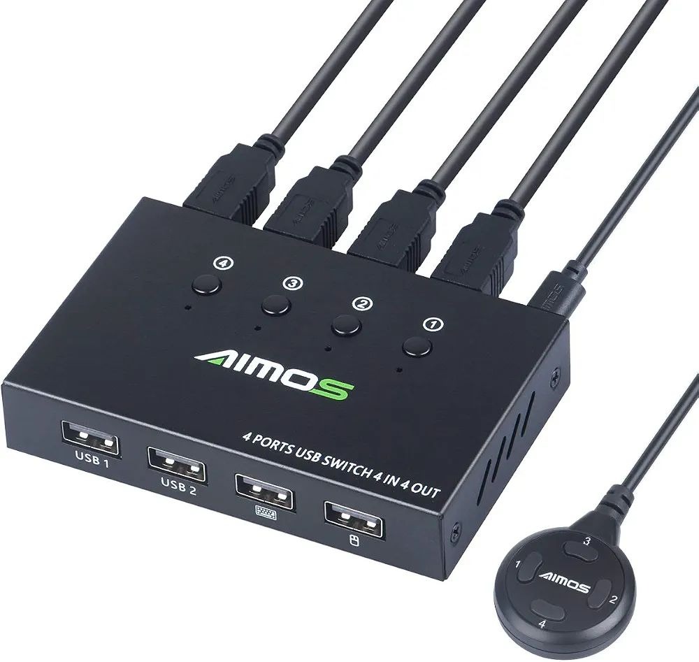 سوئیچ USB 2.0 چهار پورت ورودی و 4پورت خروجی AIMOS