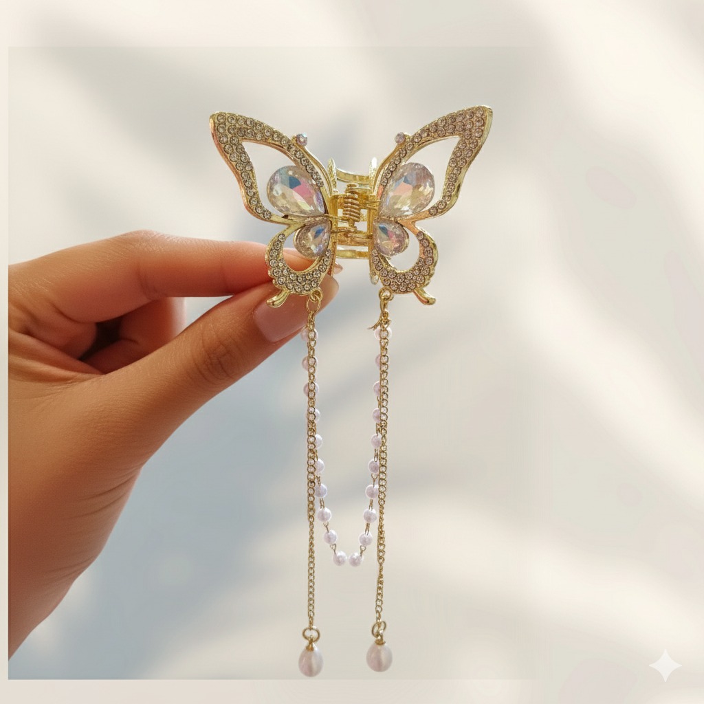 کلیپس فلزی مجلسی کوچک نگین و مروارید وارداتی