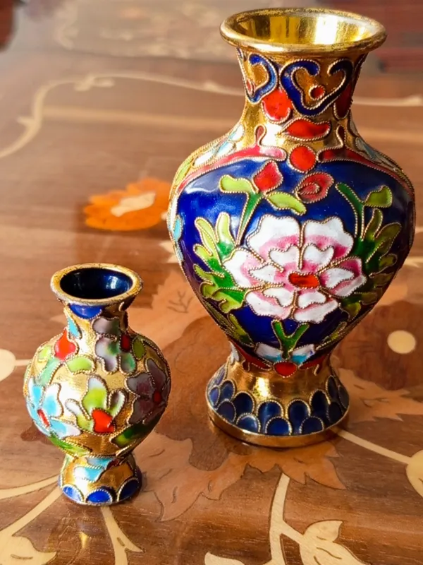 گلدان برنجی مینا کاری