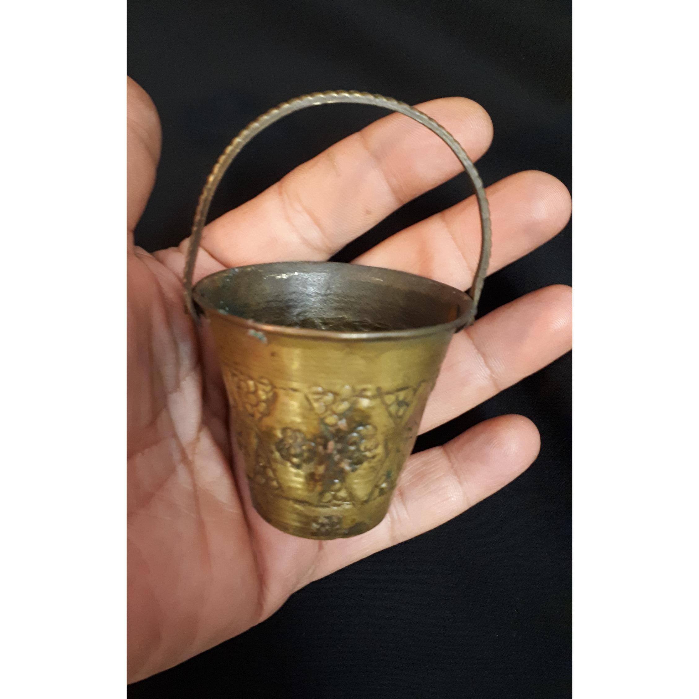 سطل زباله کوچک مینیاتوری برنجی