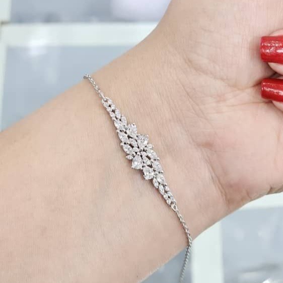 دستبند نقره زنانه 925 طرح گل