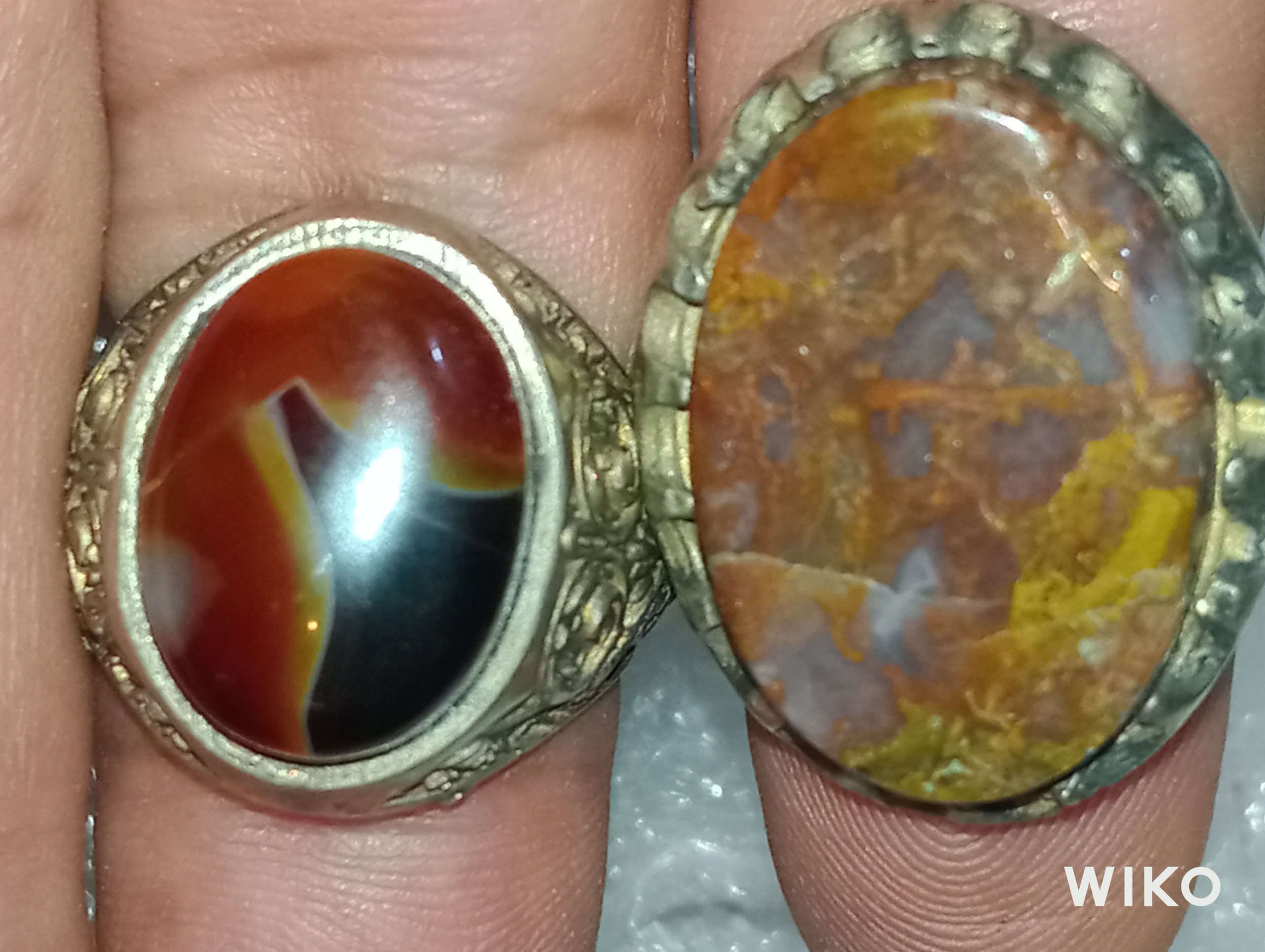 جفت انگشتر عقیق سلیمانی شجری جاسپر معدنی