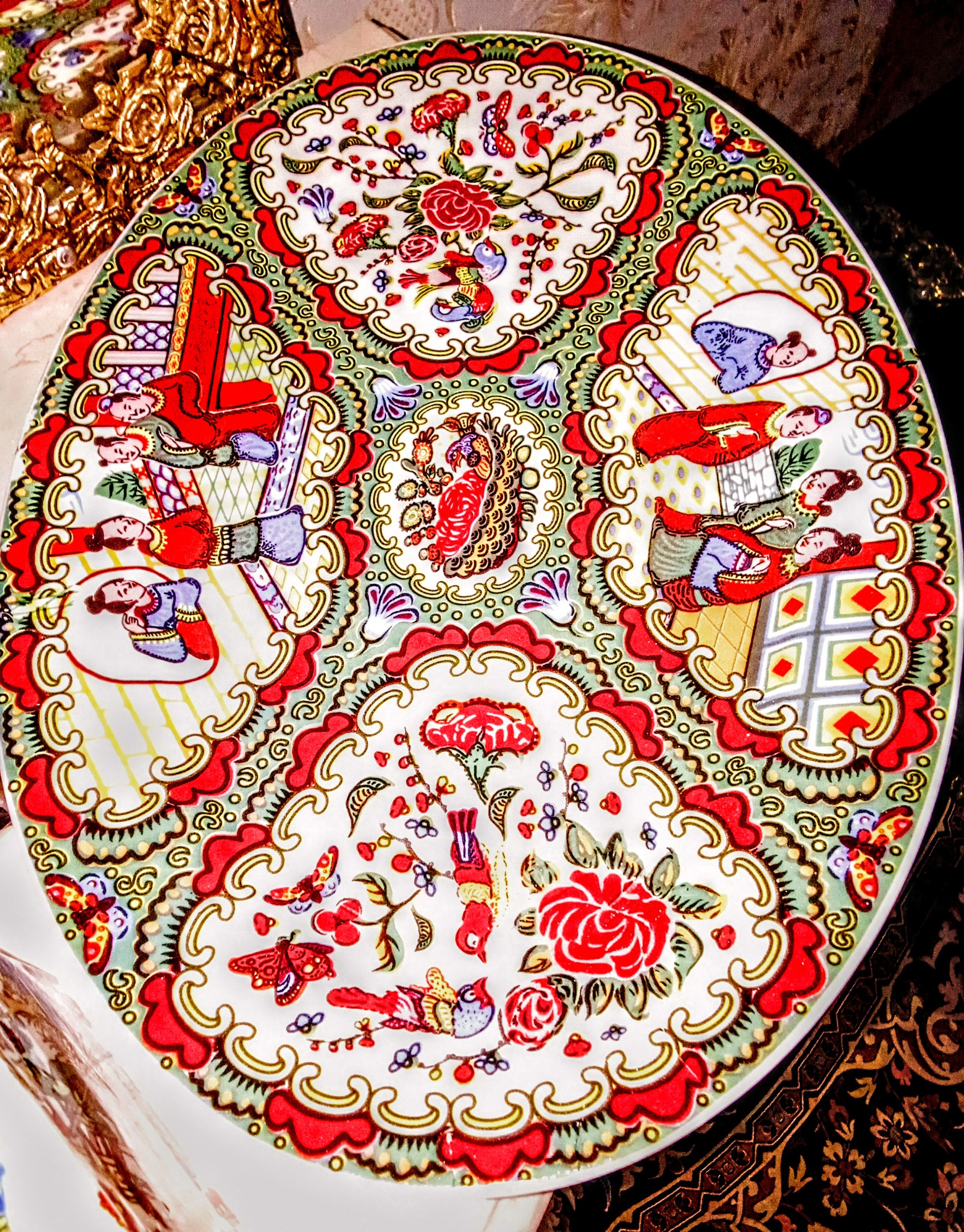 دیس قدیمی گلمرغی جنس چینی ساخت ژاپن