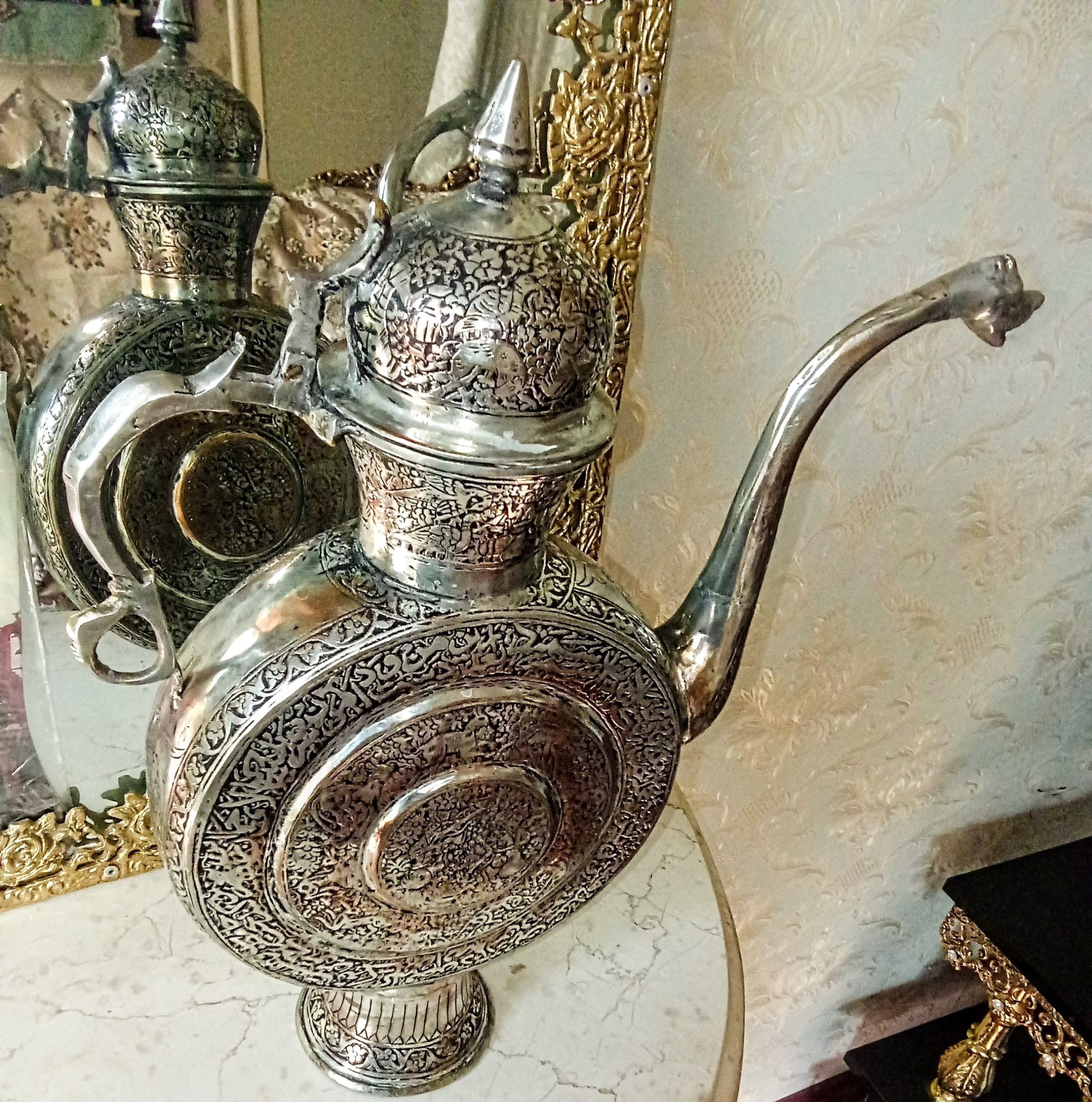 شراب ریز مسی غرق قلم شکارگاه وبزم عیش آنتیک وکهنه