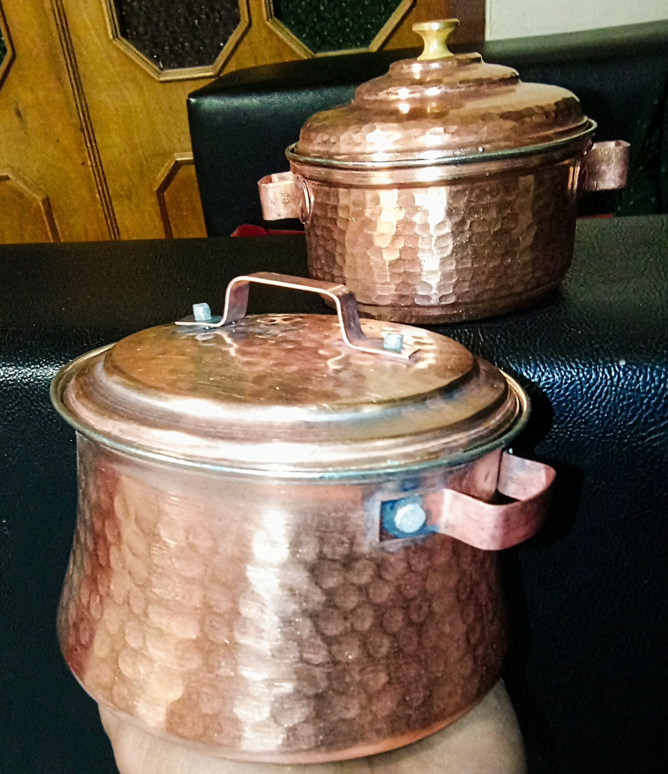 قابلمه مسی چکشی قدیم مینیاتوری تکنفره17سانت