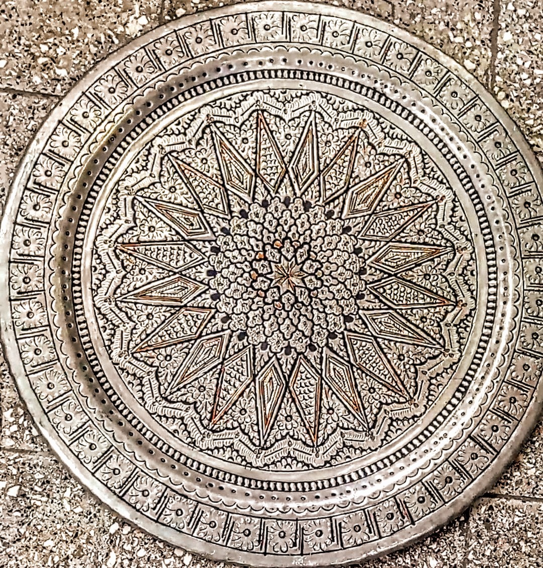 سینی مسی 50سانت ضخیم غرق قلم فاخرطرح زیبا