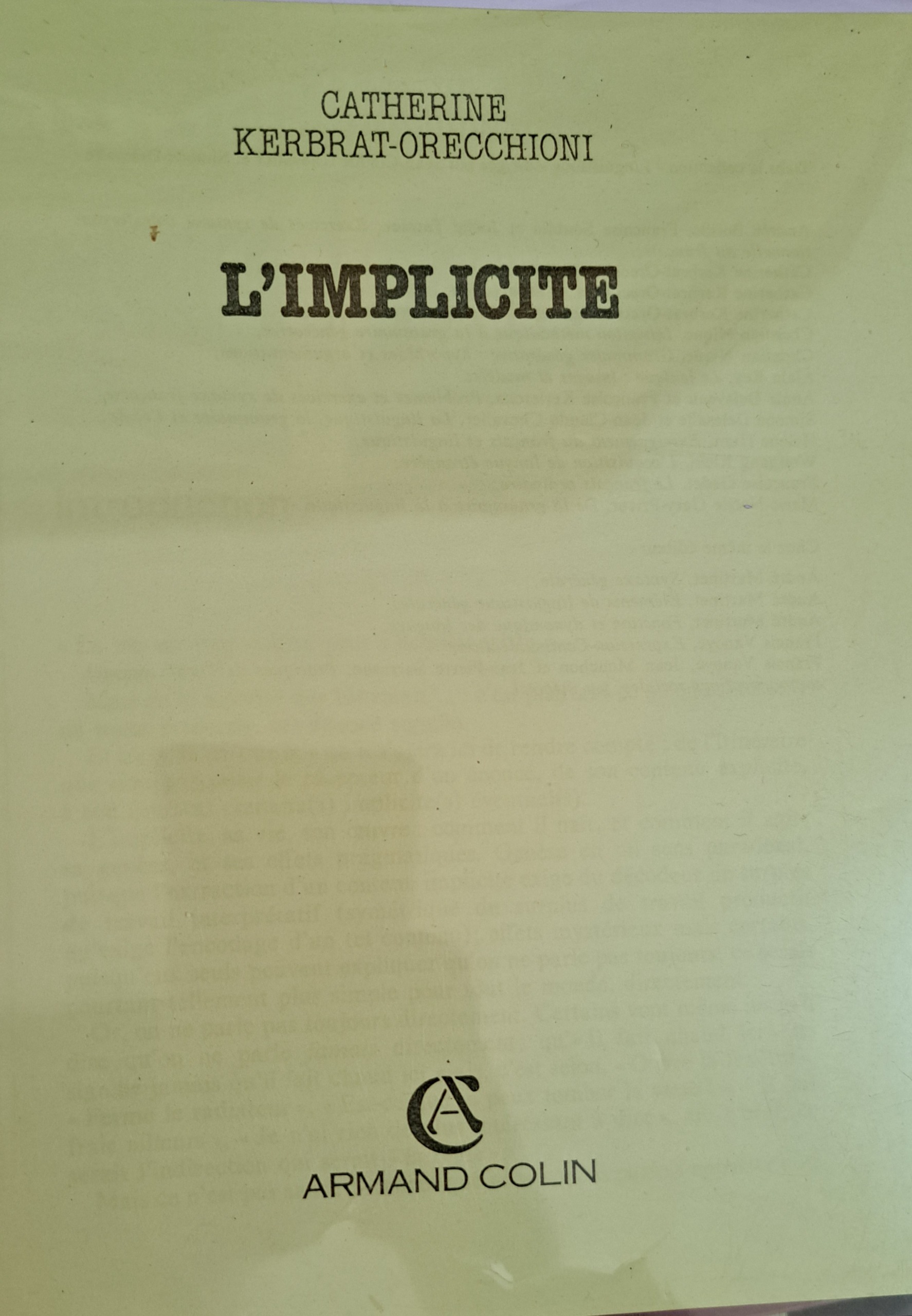 کتاب فرانسوی Limplicite