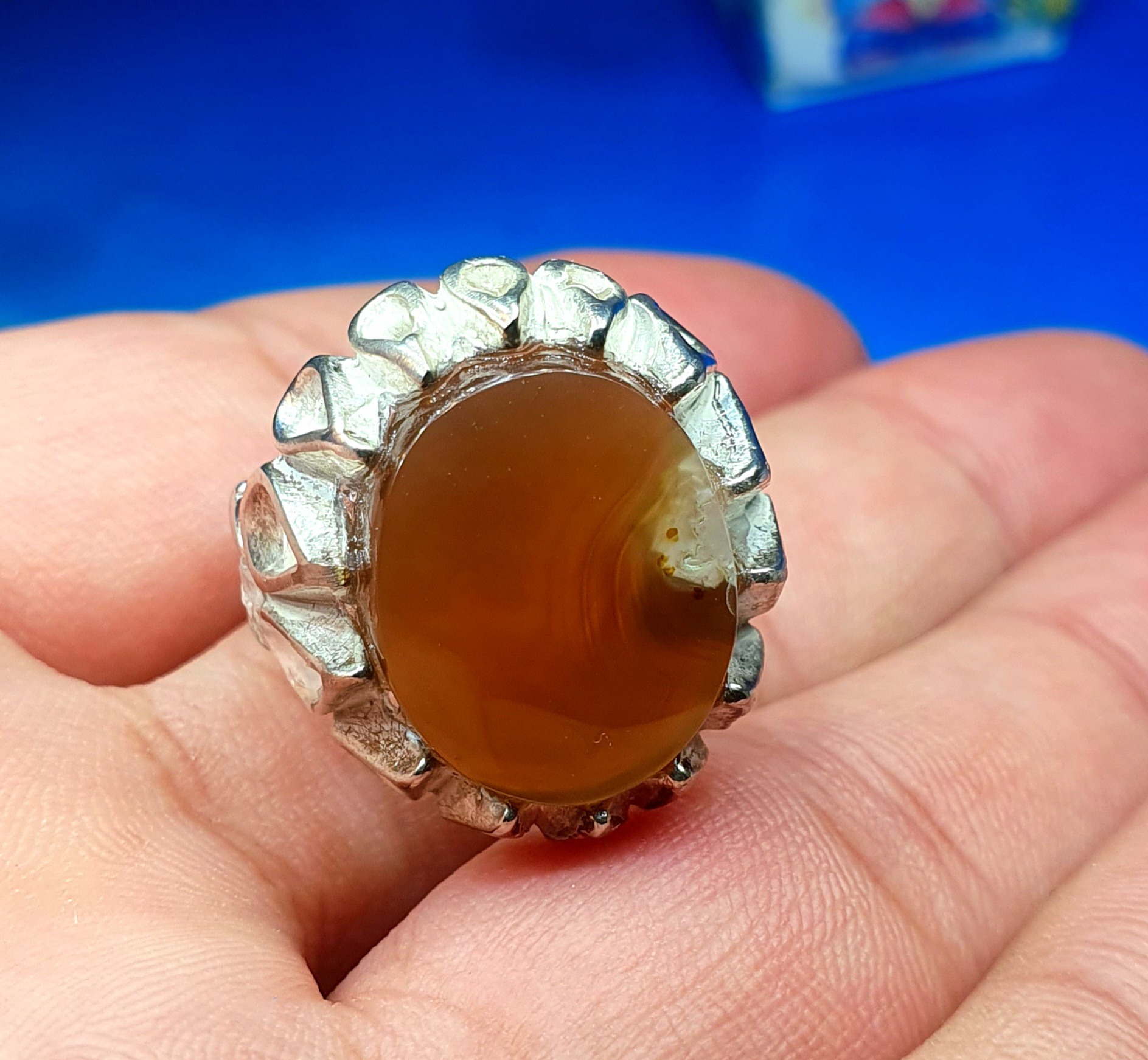 انگشتر عقیق عسلی فردوس سایز 60