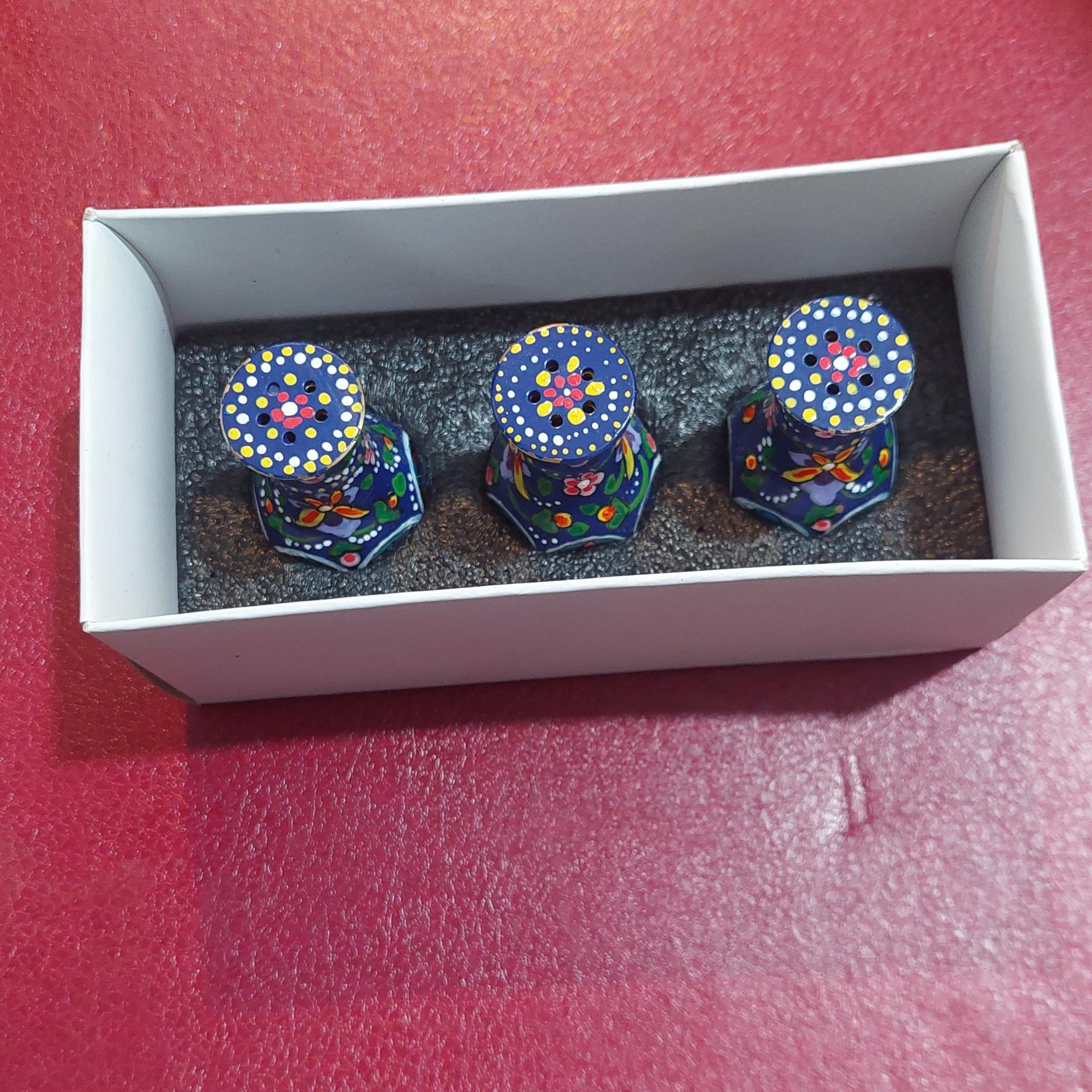 نمک دان برنجی مینا کاری شده