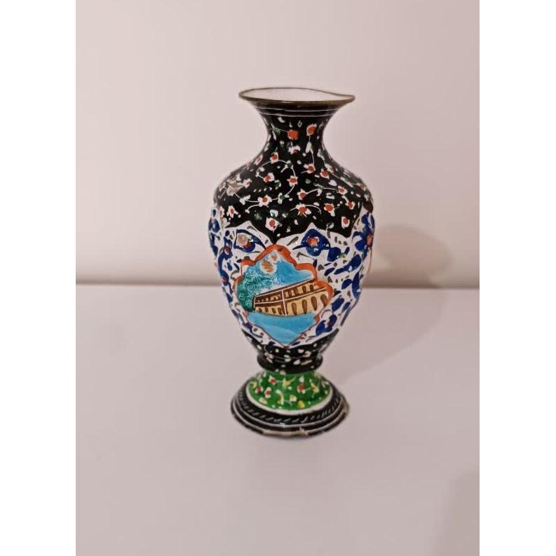 گلدان مسی مینا کاری شده