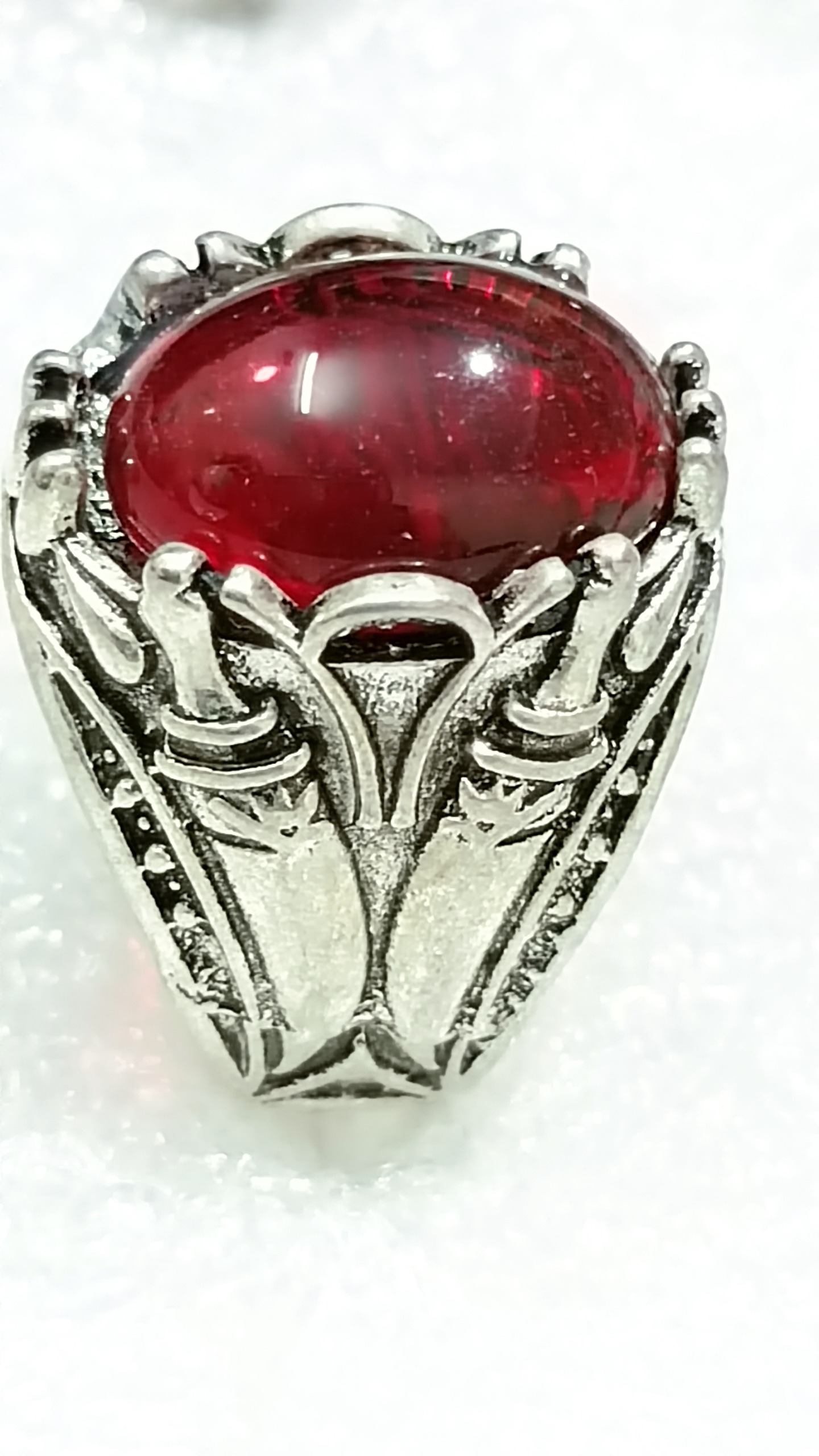 حراج انگشتر یاقوت مصنوعی رکاب شمشیر کلاسیک